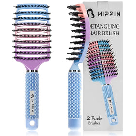 Set de deux brosses à cheveux HIPPIH en poils de sanglier, vue de face