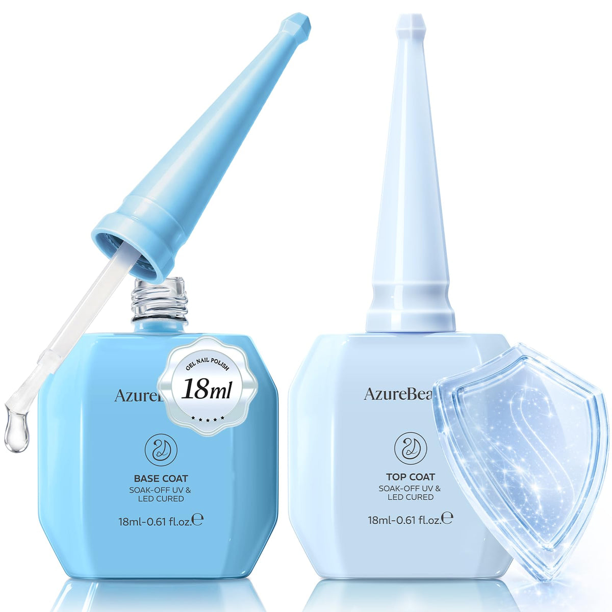 Set de Gel de Base et Top Coat AZUREBEAUTY 18ml, vue de face