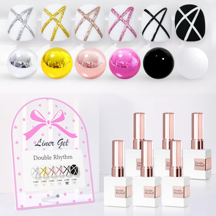 Set de gel liner Double Rhythm 6 pièces 15 ml avec couleurs variées