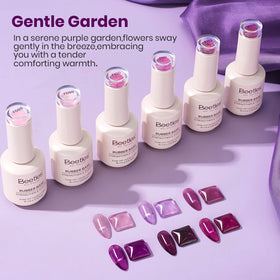 Set de gels de base caoutchouc violet avec rose et lavande