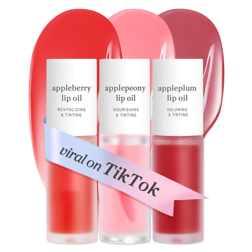 Set de gloss à lèvres NOONI avec trois teintes: Appleberry, Applepeony et Appleplum