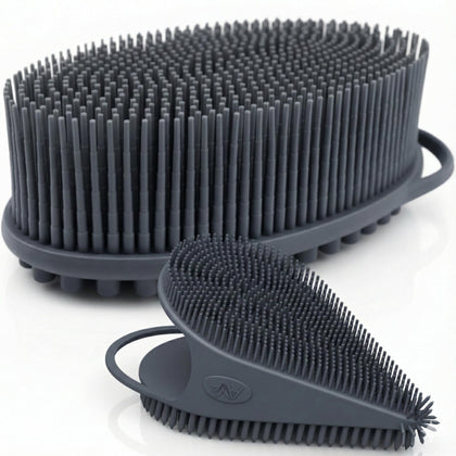 Set de gommage et brosse visage Avilana en silicone, vue de face