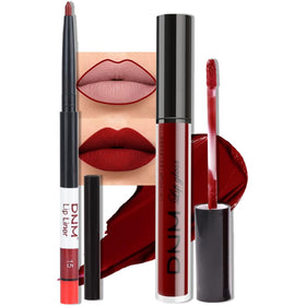 Set de maquillage lèvres mat evpct rouge foncé avec crayon à lèvres