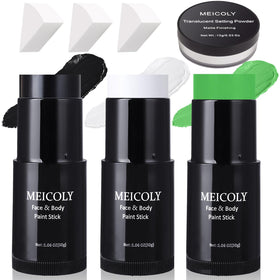 Set de maquillage MEICOLY 7Pcs avec peinture noire, blanche et verte