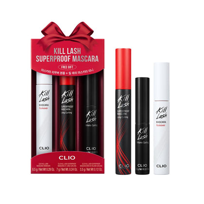 Set de mascara Kill Lash Superproof CLIO incluant 001 Long Curling et 002 Volume Curling Mini