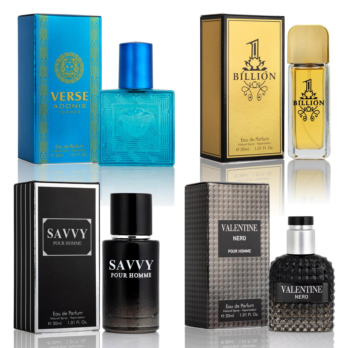 Set de mini parfums NovoGlow avec 4 flacons de 30 ml