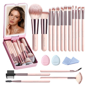 Set de pinceaux de maquillage BESTOPE PRO avec miroir LED et accessoires