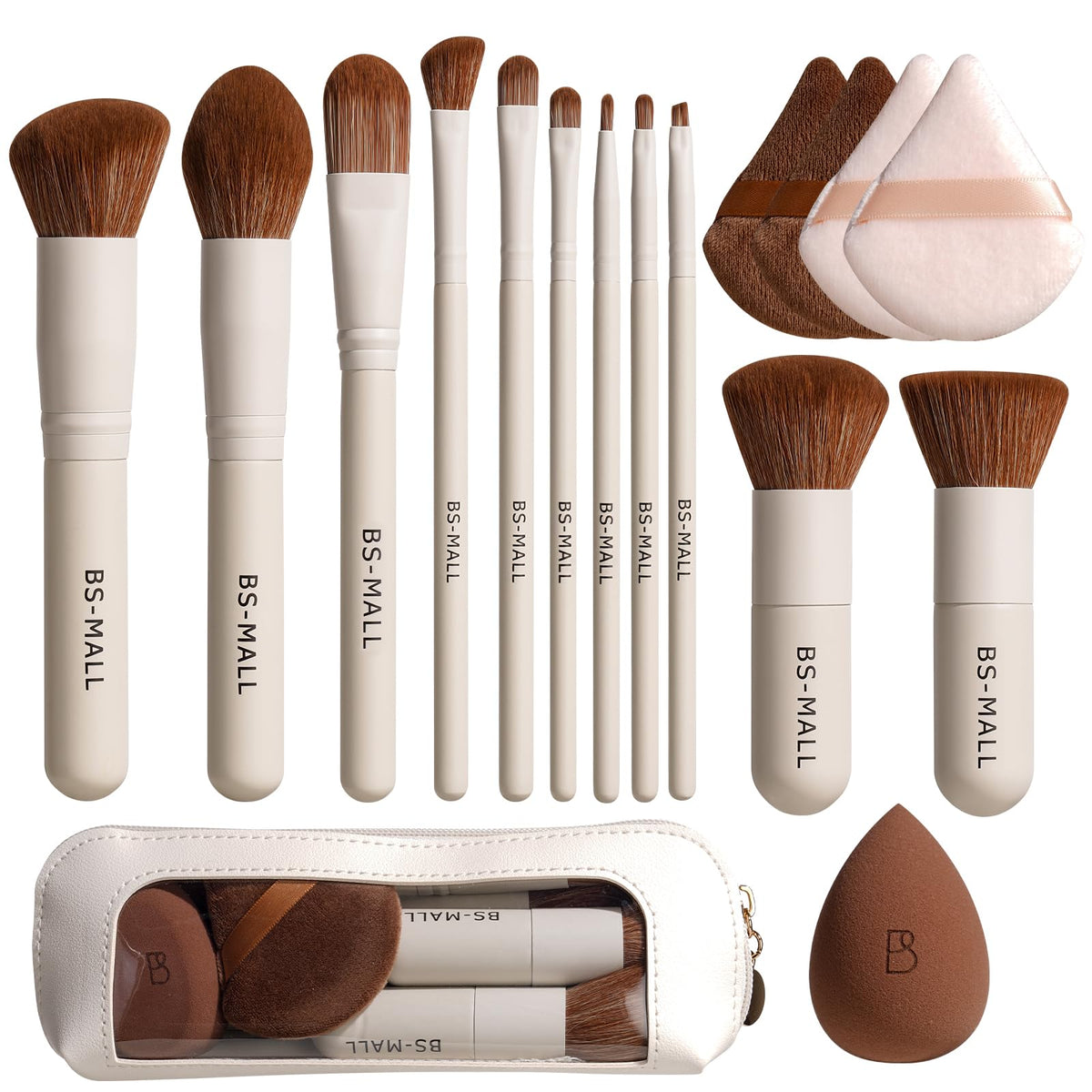 Set de pinceaux de maquillage BS-MALL 11 pièces vue de face