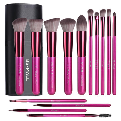 Set de pinceaux de maquillage BS-MALL 14 pièces avec étui élégant