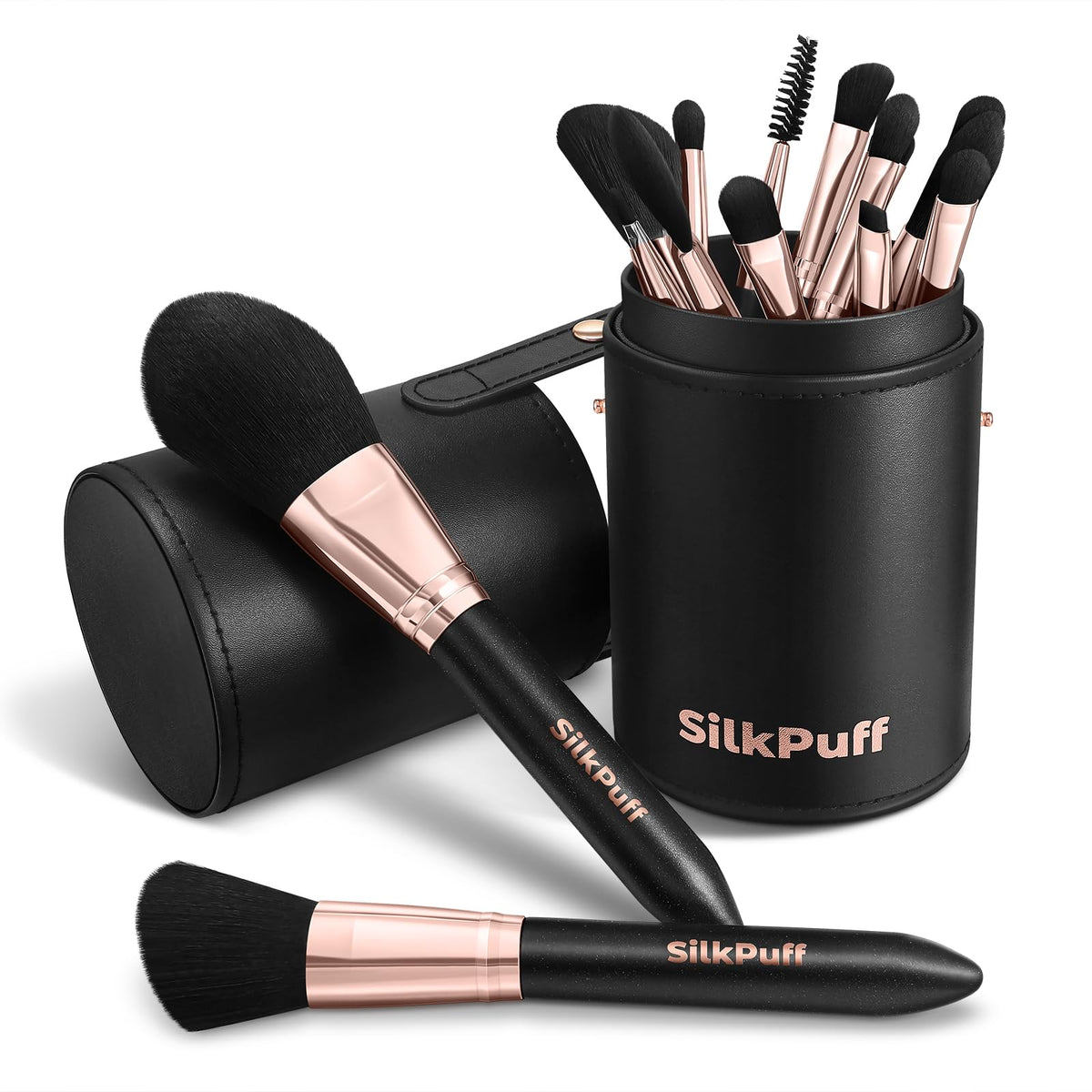 Set de pinceaux de maquillage HOIFA 15 pièces avec étui noir