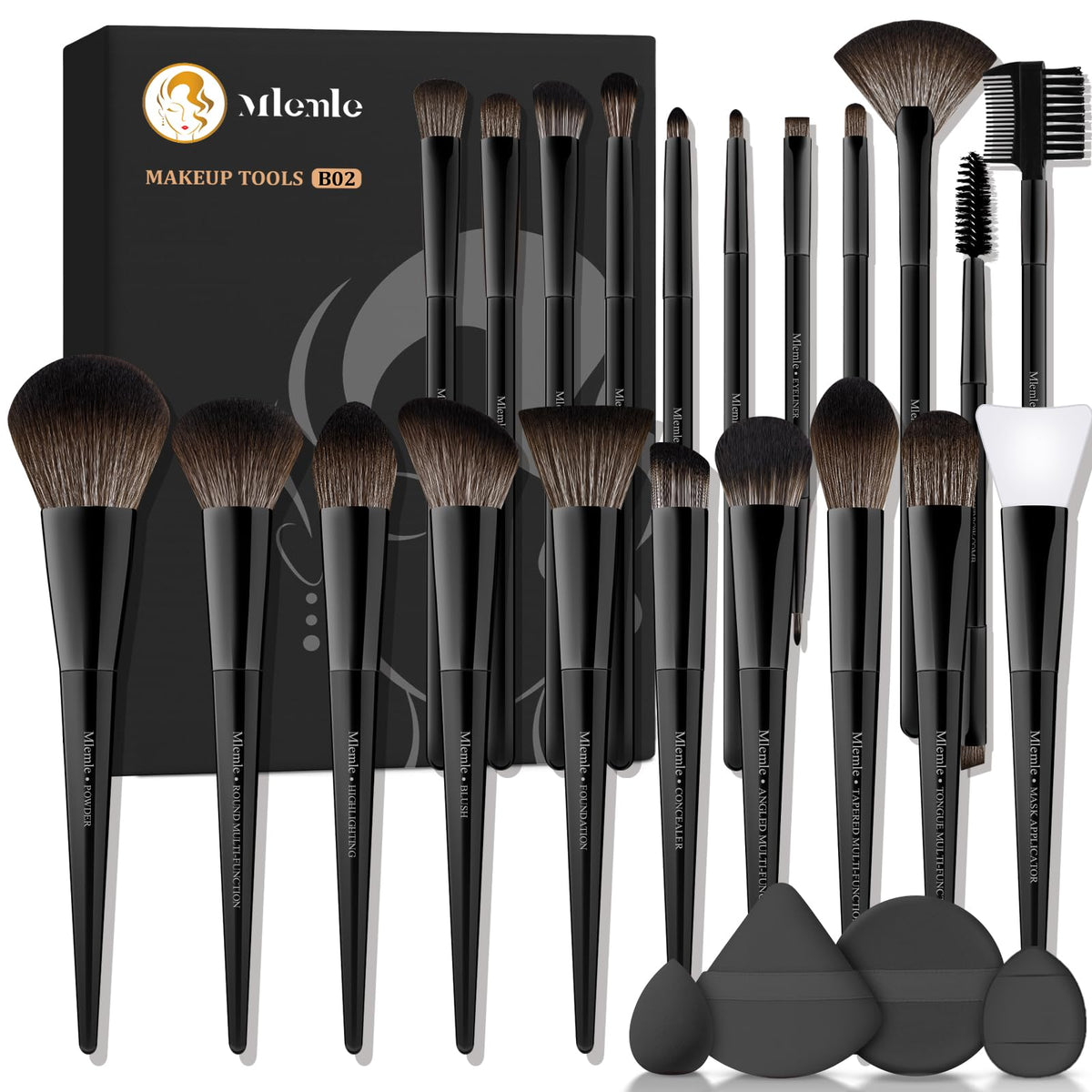 Set de pinceaux Mlemle 25 pièces avec étui élégant