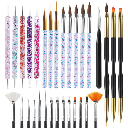 Set de pinceaux pour nail art Artdone avec 15 pinceaux noirs et outils de dotting