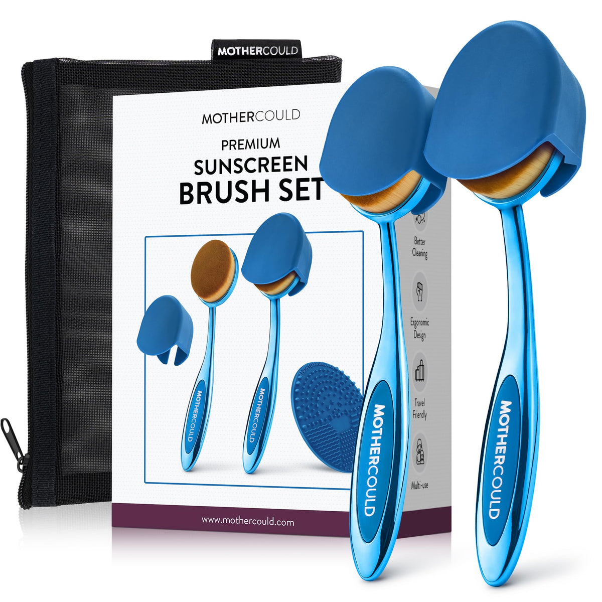 Set de pinceaux solaires MotherCould avec poignées en métal bleu