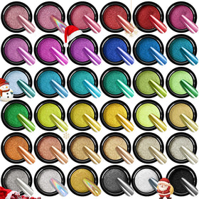 Set de poudres chromées SAVILAND 36 couleurs, vue de l'ensemble