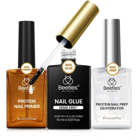 Set de préparation et colle à ongles 15ml HEMA-Free de beetles, vue de l'avant