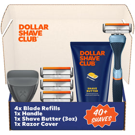 Set de rasage Dollar Shave Club avec 4 lames et gel à raser