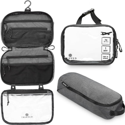 Set de sacs de toilette TRIPPED Travel Gear 3 pièces en noir