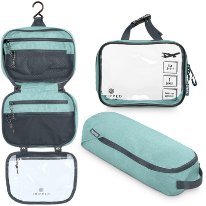 Set de sacs de toilette TRIPPED trois pièces avec un sac suspendu
