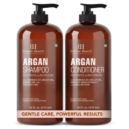 Set de Shampooing et Après-Shampooing à l'Huile d'Argan Botanic Hearth vue de face