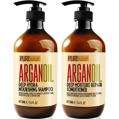 Set de Shampooing et Après-Shampooing à l'Huile d'Argan du Maroc - PURE NATURE LUX SPA
