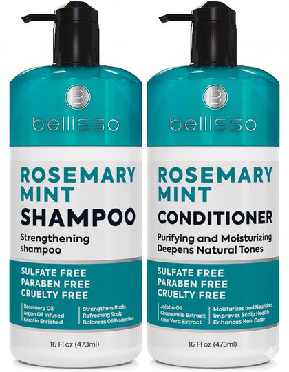 Set de shampooing et après-shampooing BELLISSO au romarin, vue de face