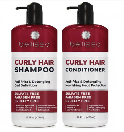 Set de shampooing et après-shampooing BELLISSO pour cheveux bouclés, vue de face
