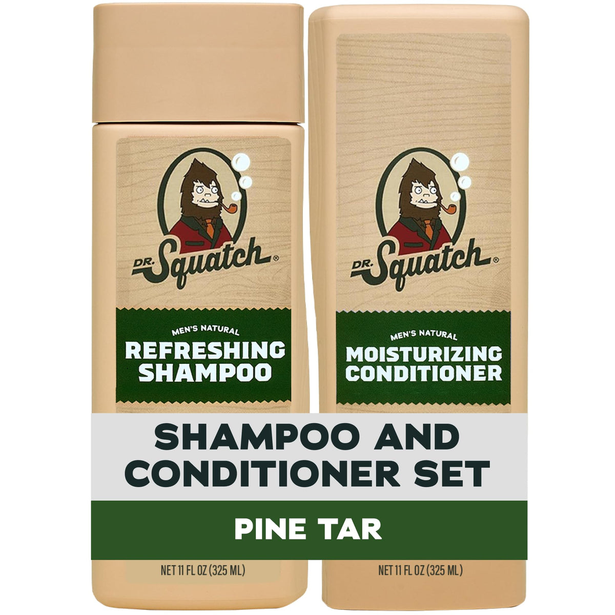 Set de shampooing et après-shampooing Dr. Squatch au tar de pin, vue de face