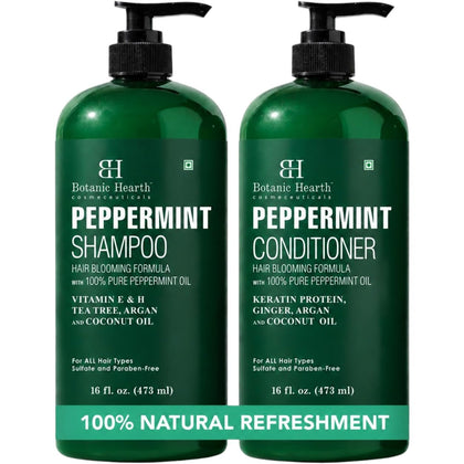 Set de Shampooing et Après-Shampooing Menthe Pure de Botanic Hearth vue de face