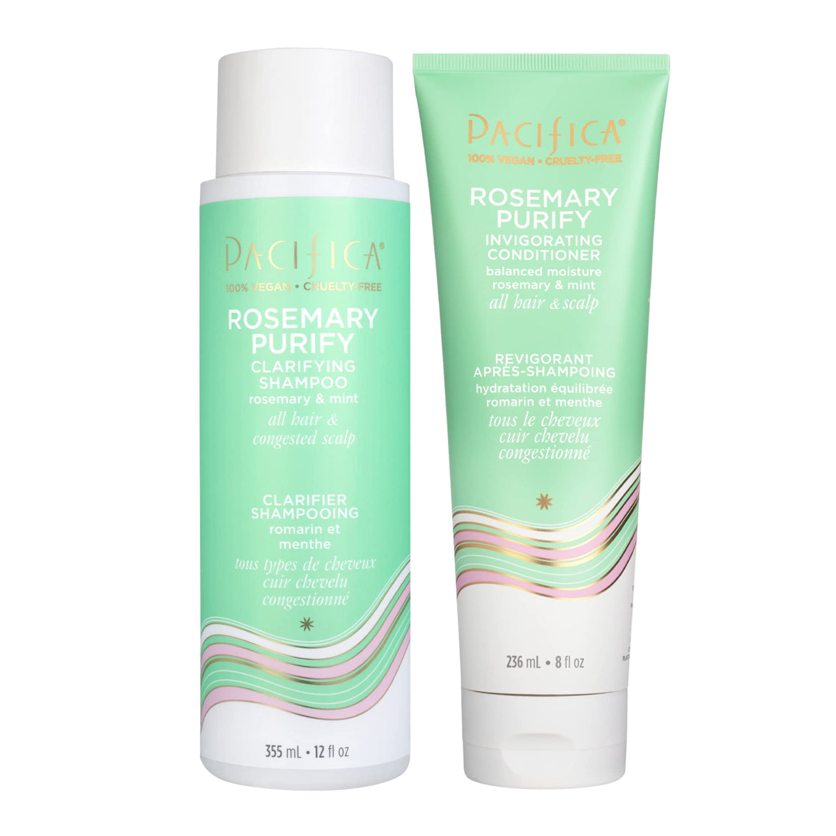 Set de shampooing et après-shampooing Pacifica Rosemary Purify avec emballage