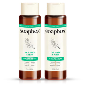 Set de Shampooing et Après-Shampooing Tea Tree et Menthe de Soapbox, vue avant