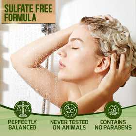 Set de shampooing et après-shampooing Tea Tree sur une surface en bois
