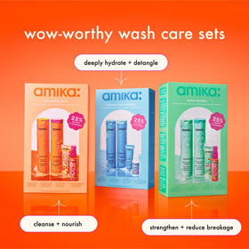 Set de soins Amika avec tous les produits affichés