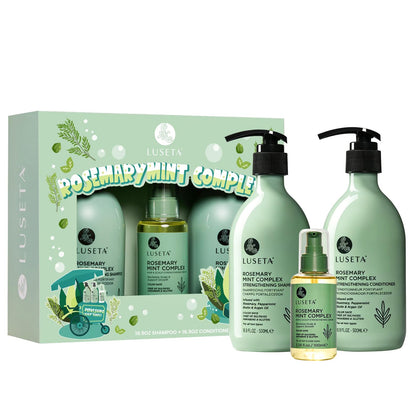 Set de soins capillaires Rosemary Mint L LUSETA - shampooing, après-shampooing et sérum
