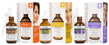 Set de soins visage Advanced Clinicals avec sérums rétinol, acide hyaluronique et vitamine C