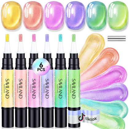 Set de stylo vernis à ongles gel SAVILAND avec 6 couleurs