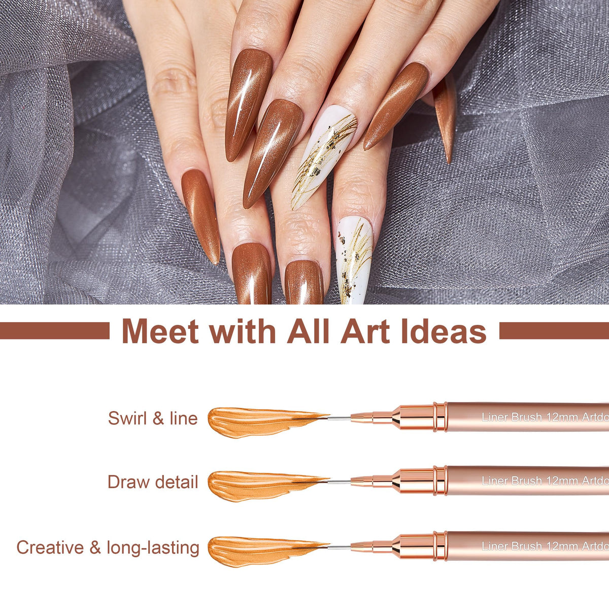 Set de stylos Artdone sur une table avec des vernis à ongles