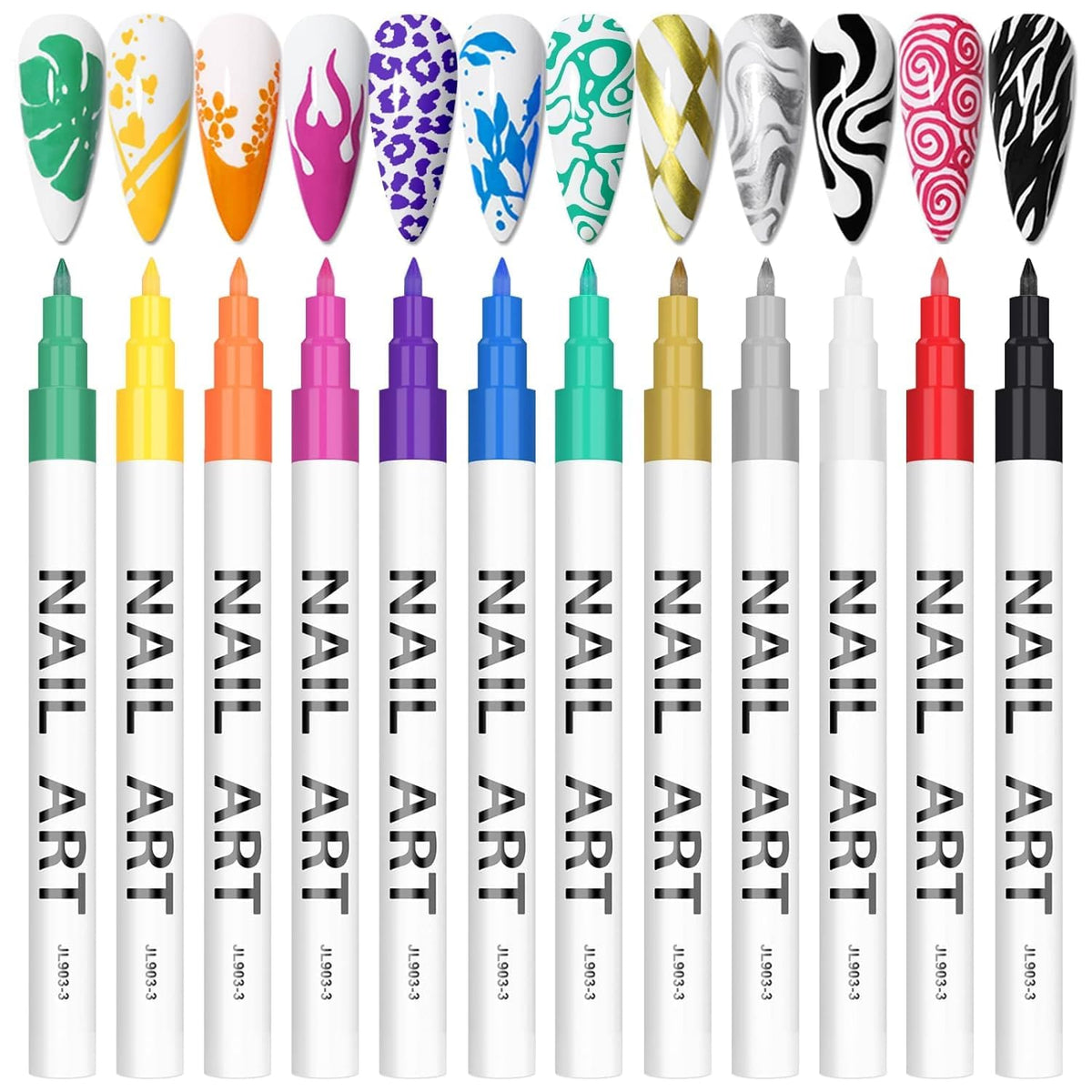 Set de stylos Nail Art Kalolary 12 couleurs vibrantes