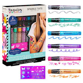 Set de tatouages éphémères paillettes Fashion Angels avec stylos colorés