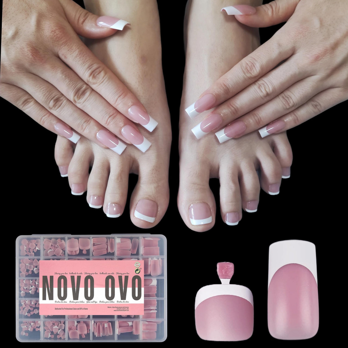 Set de tips d'ongles BERRY PINK NOVO OVO vue de face