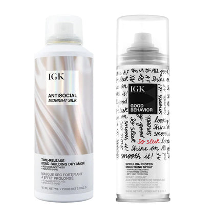 Set de traitement capillaire IGK avec masque Antisocial et spray Spirulina