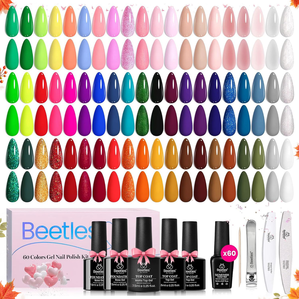 Set de vernis à ongles beetles avec 60 couleurs différentes