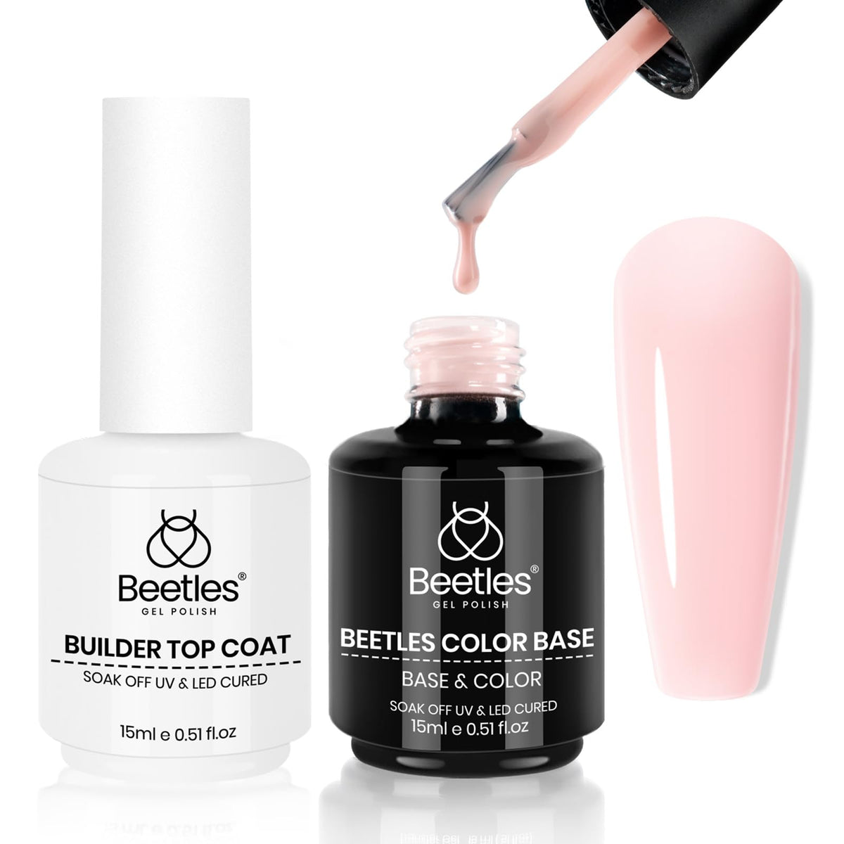 Set de vernis à ongles Beetles avec base rubber et top coat, 15ml