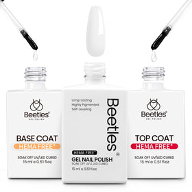 Set de vernis à ongles blanc HEMA-Free de beetles avec base et top coat