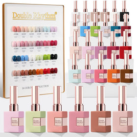 Set de vernis à ongles en gel Double Rhythm 28Pcs couleur rose blanche