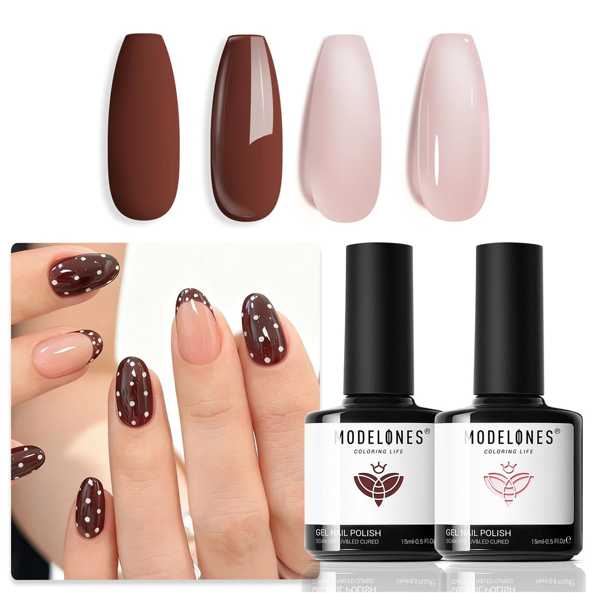 Set de vernis à ongles en gel marron modelones 15 ML face