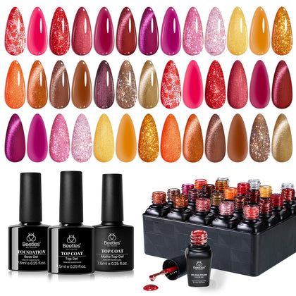 Set de vernis à ongles gel beetles avec 20 teintes chaudes