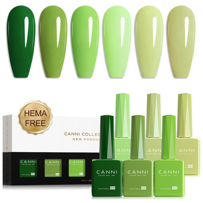 Set de vernis à ongles gel CANNI 9ML avec 6 teintes vertes
