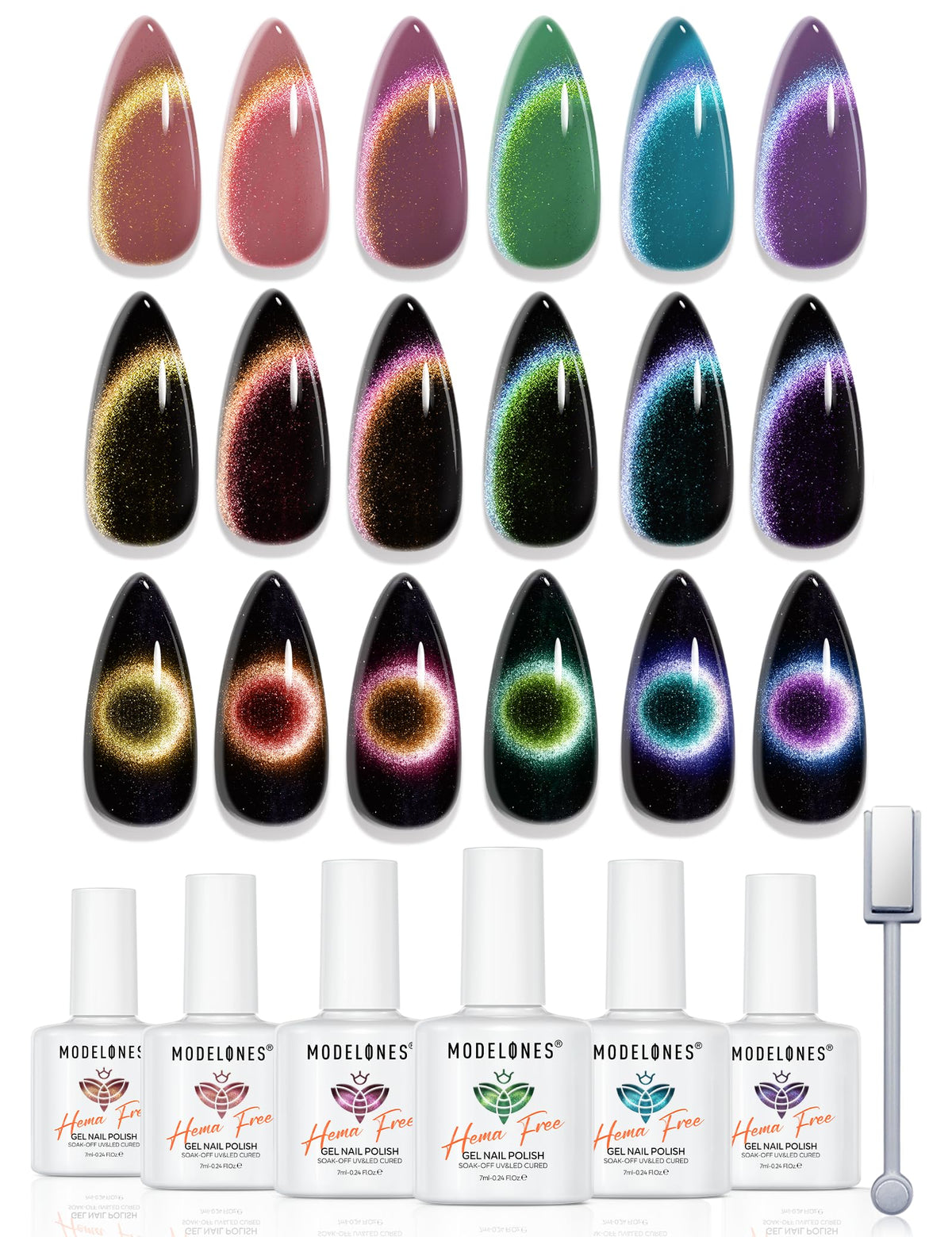 Set de vernis à ongles gel Cat Eye modelones 6 couleurs