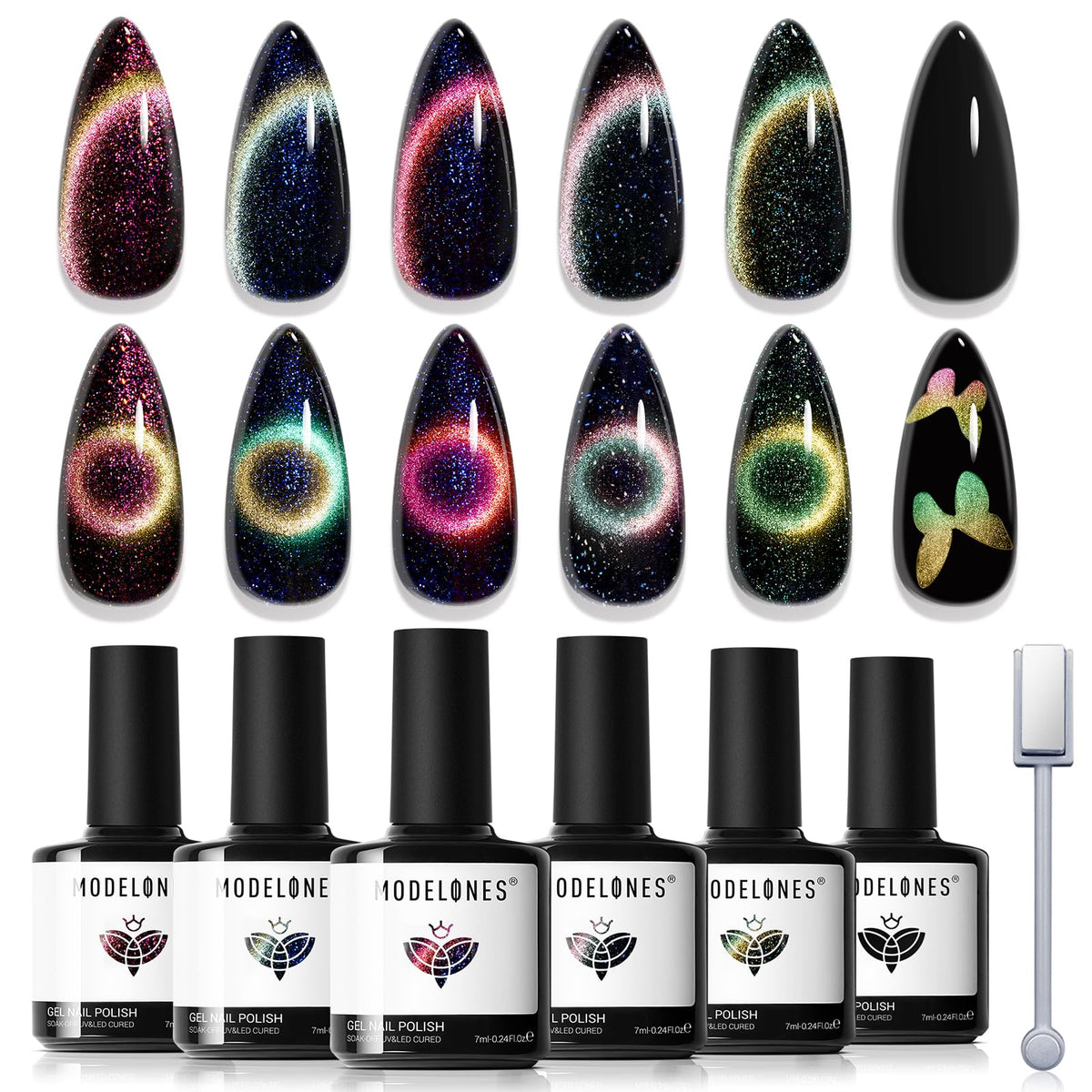Set de vernis à ongles gel Cat Eye modelones avec 6 couleurs