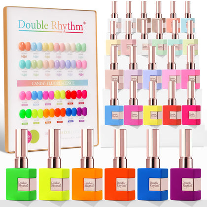 Set de vernis à ongles gel Double Rhythm 28 pièces avec bouteilles colorées